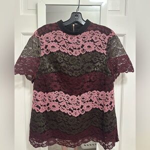 Elegant Ted Baker Lace Women Top - Pink Maroon and Green